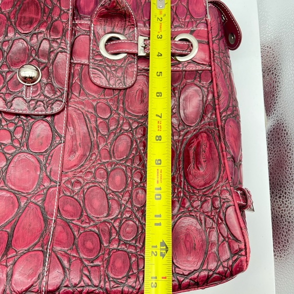 Large Charlie Lapson Leather Shoulder Bag Purse Burgundy size 16”x11” Laptop - Picture 13 of 16